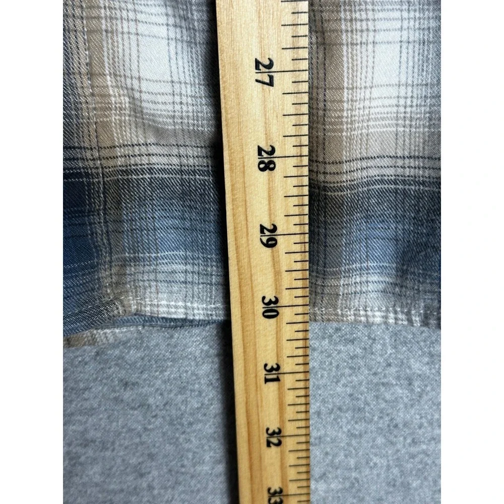 Ben Sherman Mens XXL Blue Tan Plaid Long Sleeve Button Down‎ Flannel Shirt